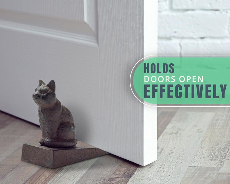 Comfify Vintage Cast Iron Cat Door Stop â€“ One Decorative Wedge with Felt Bottom â€“ Rust Brown Finish - Image 5